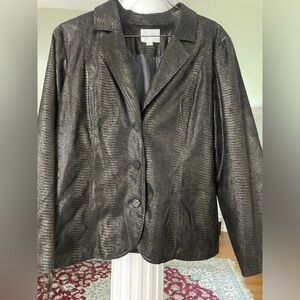 Erin London women’s gold and black metallic Jacket/ Blazer button front size 1X